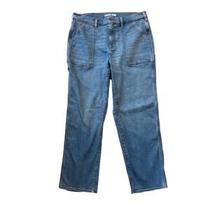 Lands End Woman's Jeans/Pants; Carpenter Wide Leg; size 14; Washed Blue